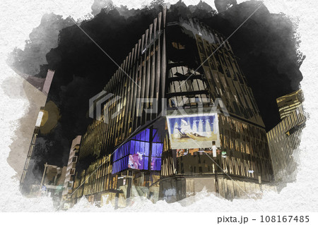 水彩画風 銀座 数寄屋橋交差点 東急プラザ 東京都中央区 水彩画風 銀座 数寄屋橋交差点 東急プラザ 東京都中央区 108167485