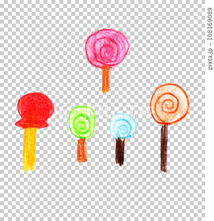 子供が描いたキャンディとりんご飴 108169089