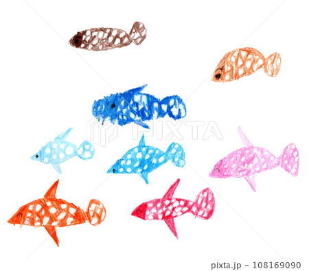 子供が描いた水族館の魚 ジンベイザメ 子供が描いた水族館の魚 ジンベイザメ 108169090