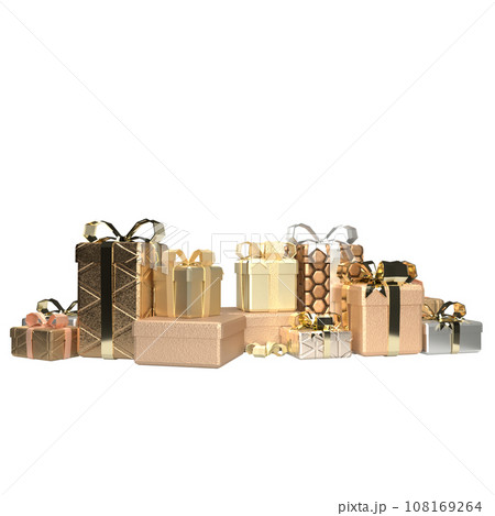 The gold gift box png image 3d render 108169264