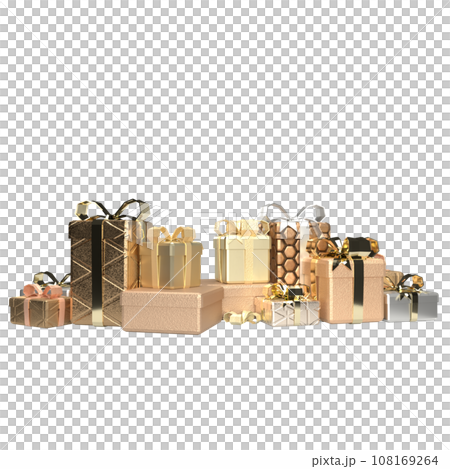 The gold gift box png image 3d render 108169264