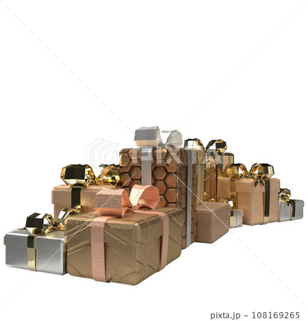 The gold gift box png image 3d render 108169265