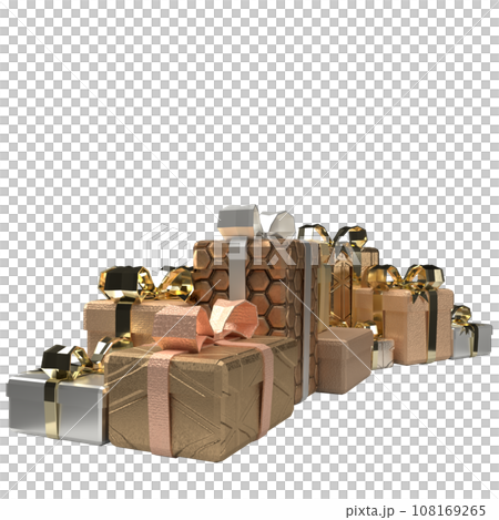 The gold gift box png image 3d render 108169265