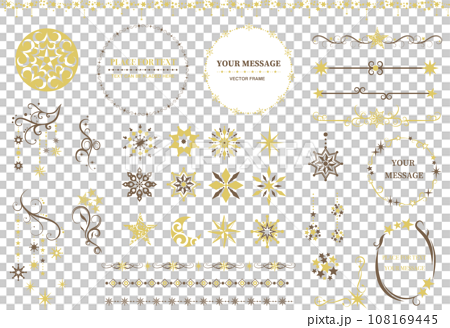 星の装飾パーツとフレーム　キラキラ　クリスマス 108169445