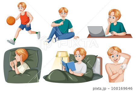 Set of adult male cartoon in different activity Set of adult male cartoon in different activity 108169646