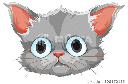 Cute Kitten Head in Cartoon Style 108170136