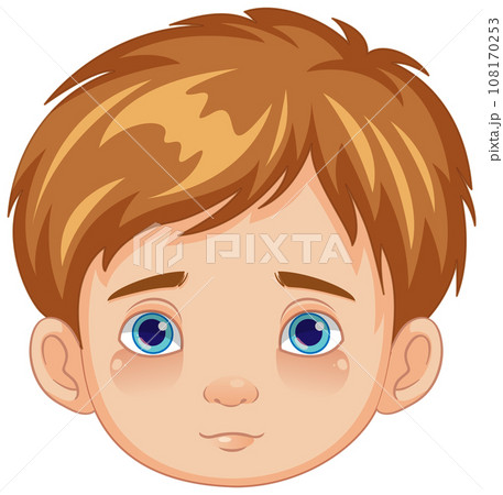 Cartoon Boy with Neutral Expression 108170253