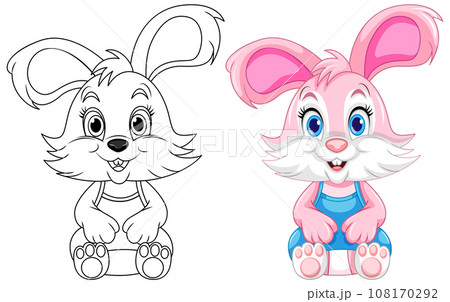 Coloring Page Outline of Cute Rabbit 108170292