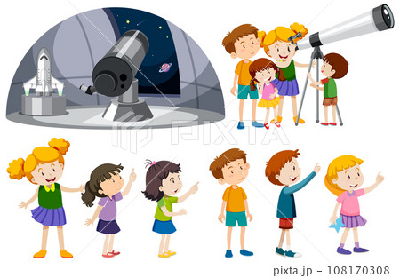 Playful Children Using Telescopes Vector Collection Playful Children Using Telescopes Vector Collection 108170308