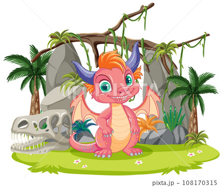 Cute Dragon Cartoon Character 108170315