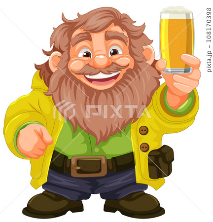 Cheerful Old Man Enjoying a Pint of Beer 108170398