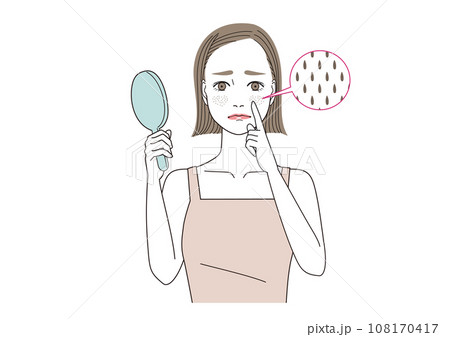 肌の老化　たるみ毛穴に悩む女性 108170417