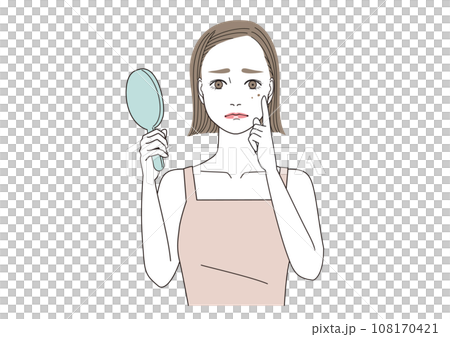 頬にできたシミを気にしている女性 108170421