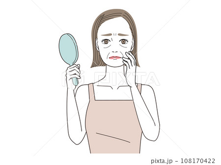 顔のしわに悩んでいる女性 顔のしわに悩んでいる女性 108170422