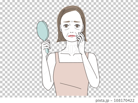 顔のしわに悩んでいる女性 顔のしわに悩んでいる女性 108170422