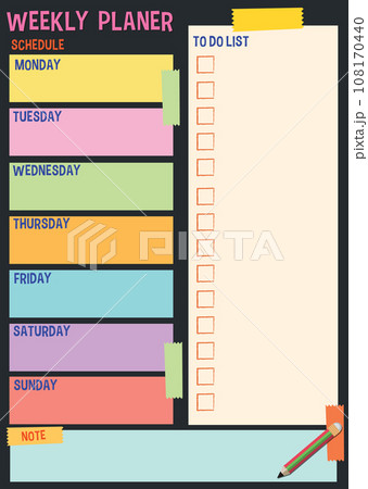 Colorful Abstract Weekly Planner and To-Do List Design 108170440