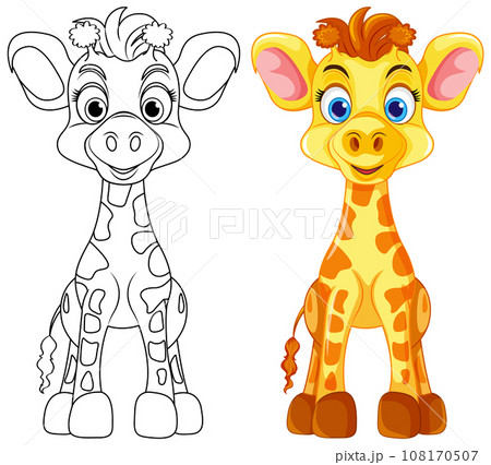 Coloring Page Outline of Cute Giraffe 108170507