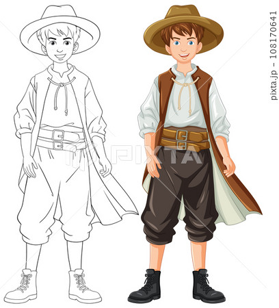 Man in Medieval Villager Outfit 108170641