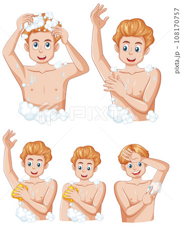 Teenage Boy Taking a Shower Set Teenage Boy Taking a Shower Set 108170757
