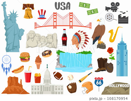 Set of USA famous landmarks 108170954