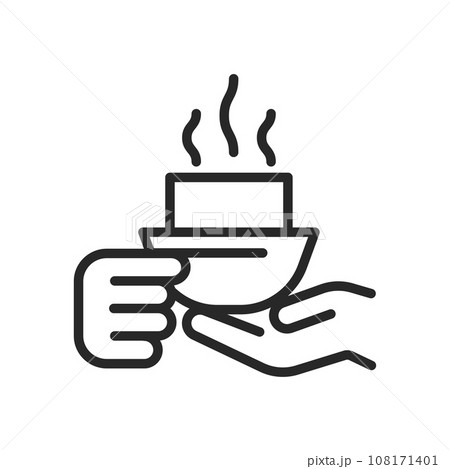 Tea Cup Icon. Line Vector Illustration for Tea Drinking, Perfect for Chinese Tea Ceremony, Cozy Morning Brews, and Comforting Warm Beverages. 108171401