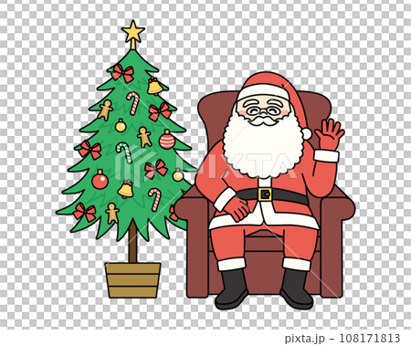 Illustration of santa claus and christmas tree 108171813