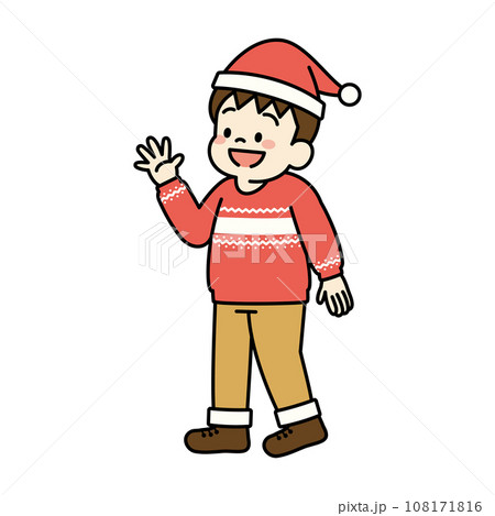 サンタさんの帽子を被る男の子のイラスト サンタさんの帽子を被る男の子のイラスト 108171816