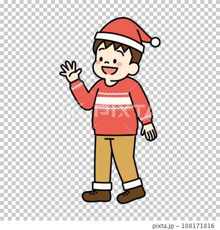 Illustration of a boy wearing Santa's hat Illustration of a boy wearing Santa's hat 108171816