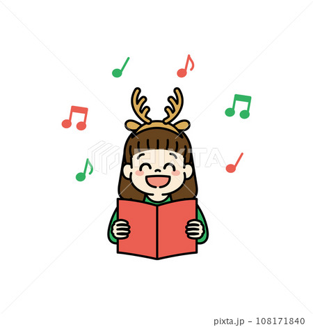 クリスマスソングを歌う子供のイラスト 女の子 クリスマスソングを歌う子供のイラスト 女の子 108171840