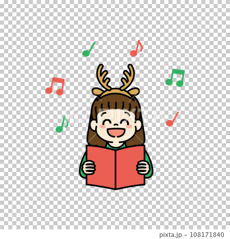 クリスマスソングを歌う子供のイラスト 女の子 クリスマスソングを歌う子供のイラスト 女の子 108171840
