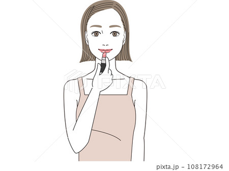 唇に口紅を塗る女性　リップカラー 108172964
