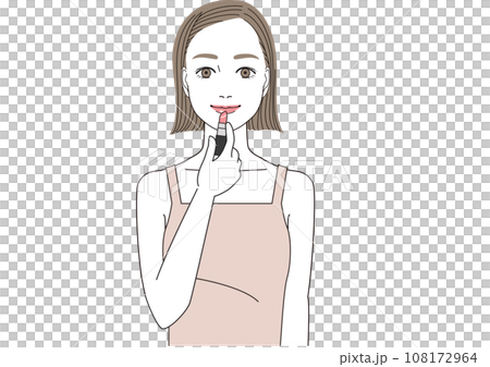 Woman applying lipstick on her lips, lip color Woman applying lipstick on her lips, lip color 108172964