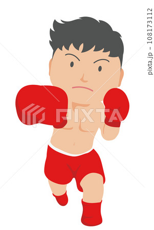 右ストレートを打つ男子ボクサー 108173112