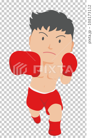 右ストレートを打つ男子ボクサー 108173112