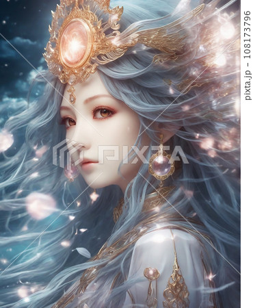 美しい女性 レムリア 女神 のイラスト アート（AI生成画像）のイラスト