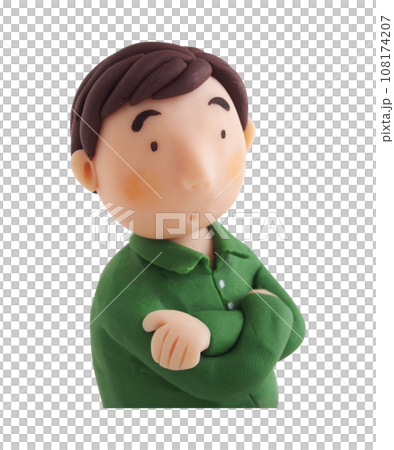 A chubby man's upper body looking a little worried with his arms crossed (clay 3D illustration) A chubby man's upper body looking a little worried with his arms crossed (clay 3D illustration) 108174207