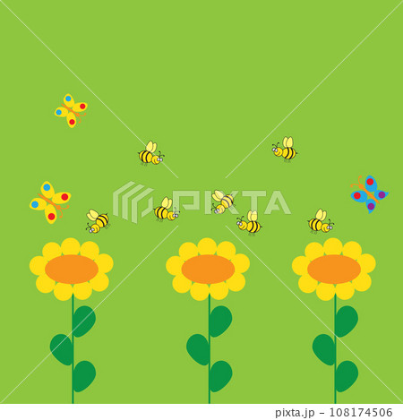 background with flowers and bee background with flowers and bee 108174506