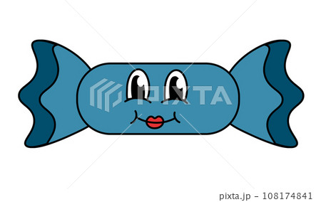 Retro set 70s 60s 80s Hippie Groovy Candy. Vector flat illustration. 108174841