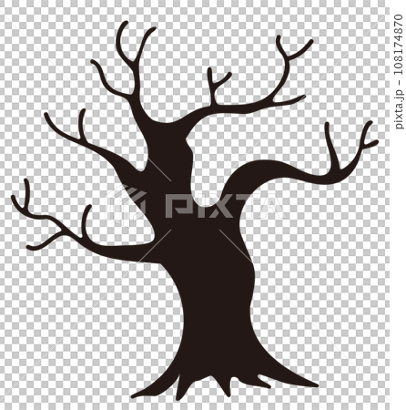 Silhouette icon illustration of a tree with fallen leaves 108174870