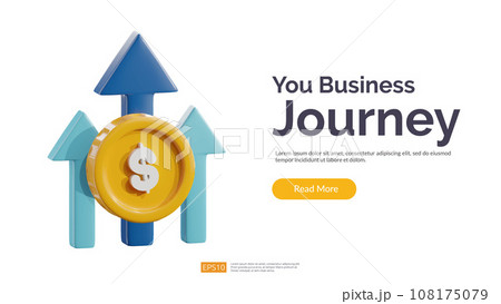Investment Growth Dollar Rate Increase 3D illustration vector Icon. salary or cost rise up concept Isolate on white background 108175079