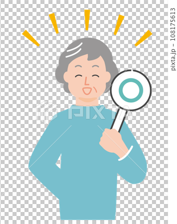 A senior woman holding up a circle (OK) placard 108175613