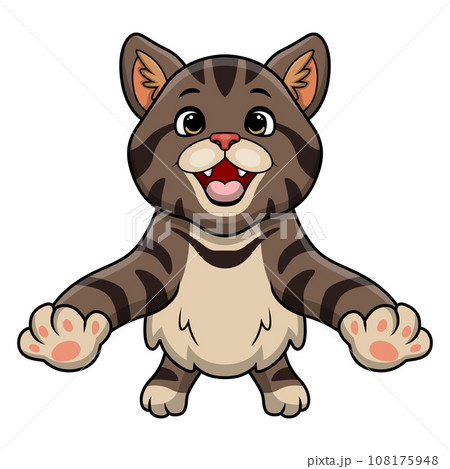 Cute cat cartoon on white background 108175948