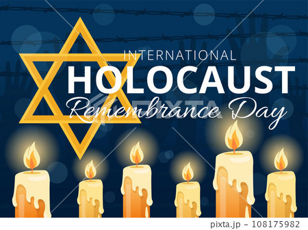 International Holocaust Remembrance Day Vector Illustration on 27 January with Yellow Star and Candle to Commemorates the Victims in Flat Background 108175982