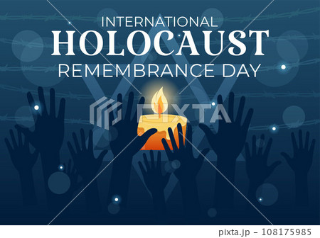 International Holocaust Remembrance Day Vector Illustration on 27 January with Yellow Star and Candle to Commemorates the Victims in Flat Background 108175985