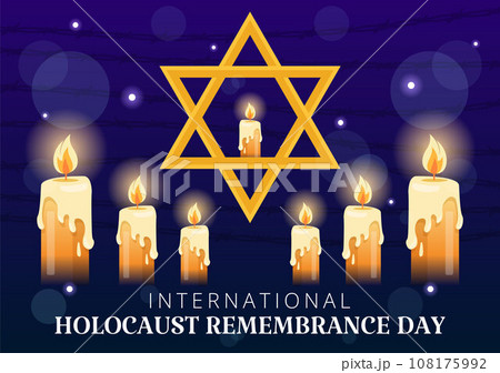 International Holocaust Remembrance Day Vector Illustration on 27 January with Yellow Star and Candle to Commemorates the Victims in Flat Background International Holocaust Remembrance Day Vector Illustration on 27 January with Yellow Star and Candle to Commemorates the Victims in Flat Background 108175992