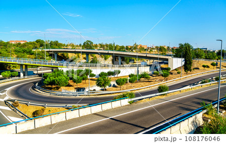 Highway interchange near Barajas International Airport in Madrid, Spain Highway interchange near Barajas International Airport in Madrid, Spain 108176046
