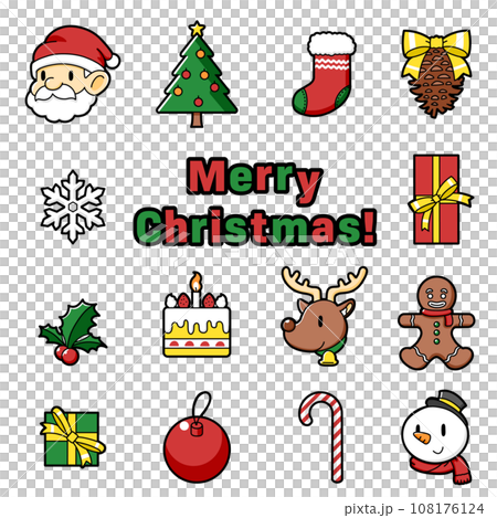 クリスマス素材セット② クリスマス用ベクターアイコンセットのイラスト素材 [108176124] - PIXTA