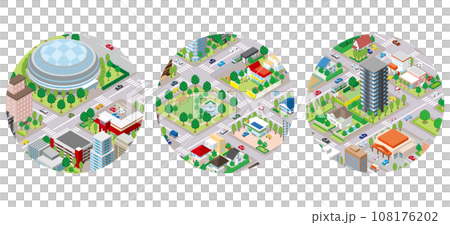 Three-dimensional view of the townscape. Cityscape. 108176202