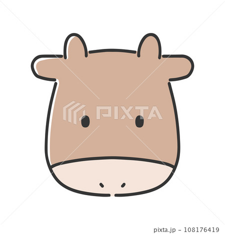 かわいい牛の顔のイラスト かわいい牛の顔のイラスト 108176419