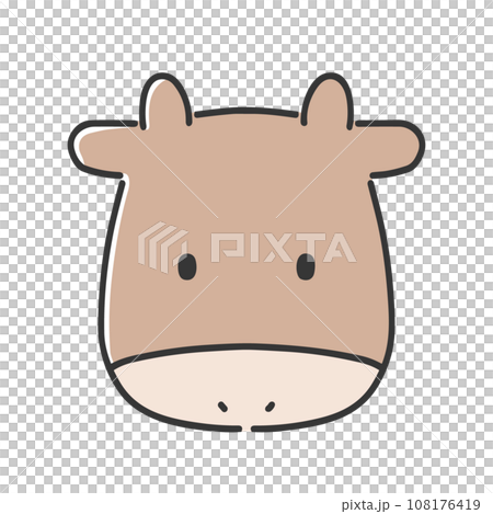 かわいい牛の顔のイラスト かわいい牛の顔のイラスト 108176419